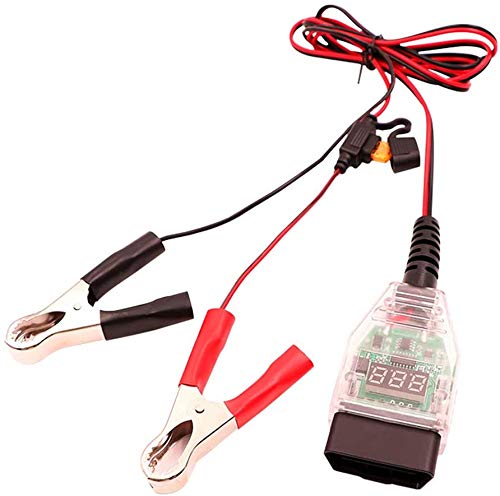 OLLGEN 1.5M 5ft OBD2 Automotive Battery Replacement Tool,OBD to 12V Auto Car Computer Power Off Memory Saver Cable,Digital Display OBD II Battery Leakage Detective Kit wth 5A Fuse - Image 1