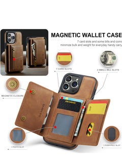 Dg Ming 2 in 1 Clutch Wallet for Iphone 14 Pro, Vintage Slim Leather Case Magnetic Detachable Tri-Fold Wallet, Leather Case with Card Holder Pocket Slim Case  - Image 3