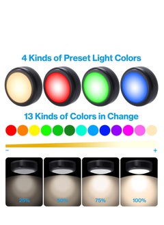 TRASSLE Puck Lights, 6 Pack 13 Colors Changeable LED Puck lightings Battery Powered Dimmable Under Cabinet Lights, Battery Powered Under Counter Lights with 2 Wireless Remote Controls  - Image 2