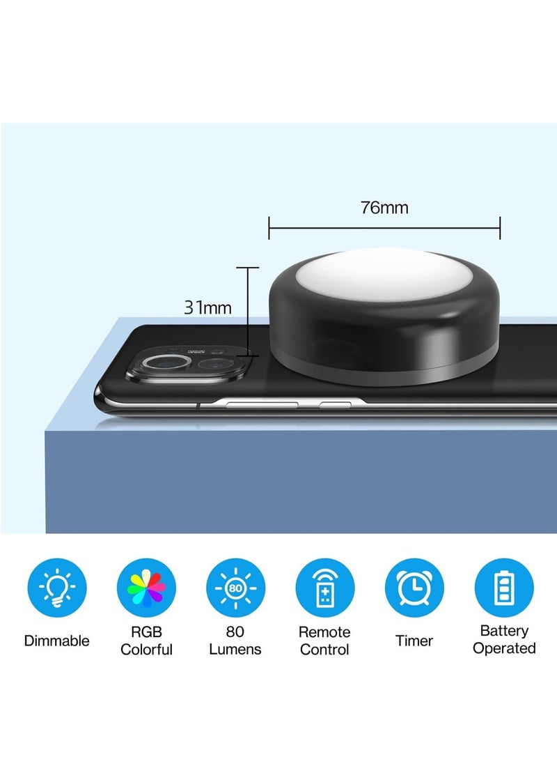 TRASSLE - Puck Lights, 6 Pack 13 Colors Changeable LED Puck lightings Battery Powered Dimmable Under Cabinet Lights, Battery Powered Under Counter Lights with 2 Wireless Remote Controls - Image 1