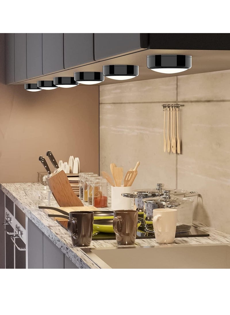 TRASSLE - Puck Lights, 6 Pack 13 Colors Changeable LED Puck lightings Battery Powered Dimmable Under Cabinet Lights, Battery Powered Under Counter Lights with 2 Wireless Remote Controls - Image 1