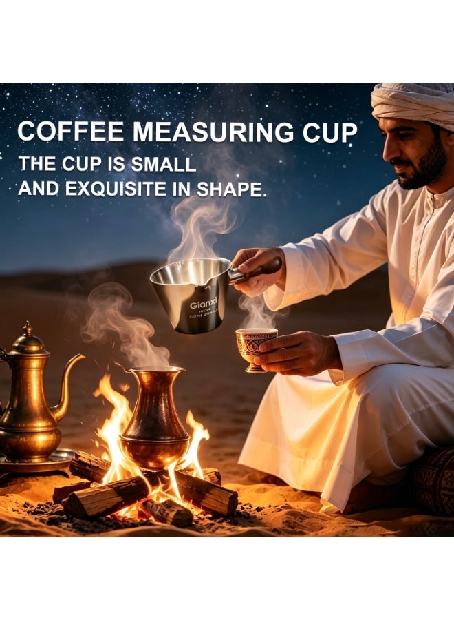 كوب قياس إسبريسو من الفولاذ المقاوم للصدأ بمقبض وفوهة على شكل حرف V وعلامات قياس - Image 2