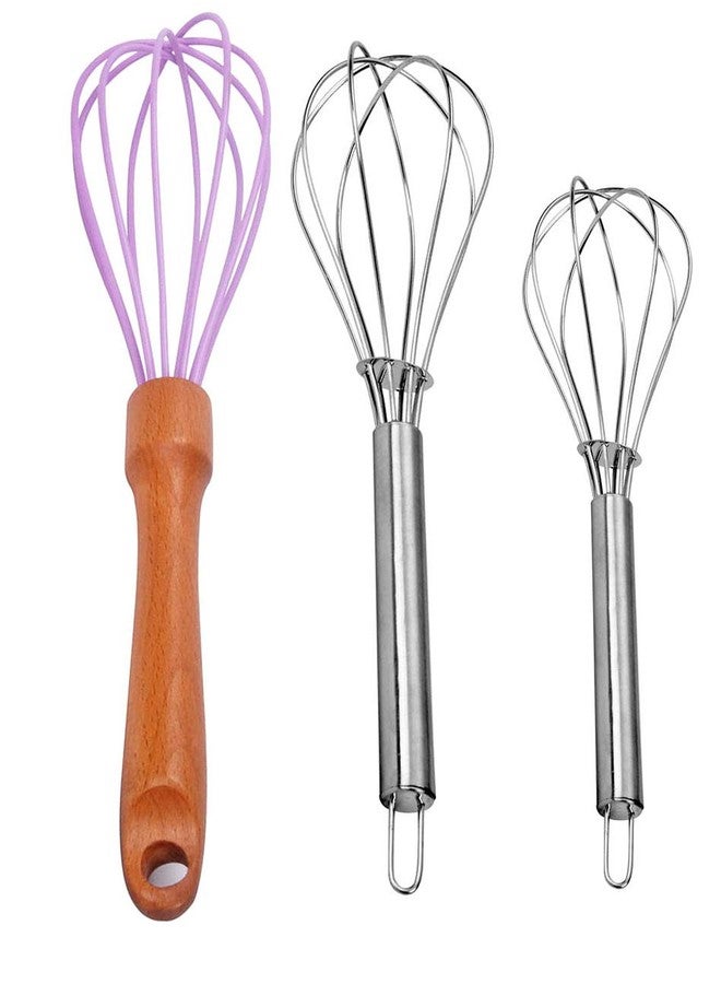 طقم خفاقة بتلات من الفولاذ المقاوم للصدأ والسيليكون، 3 قطع، 25 سم