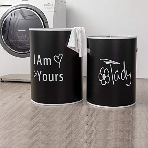 RIVUGJA Laundry Hamper Storage Bin Round Large Collapsible Storage Basket Kids Laundry Basket for Home Bedroom Nursery RoomBlack - Image 2