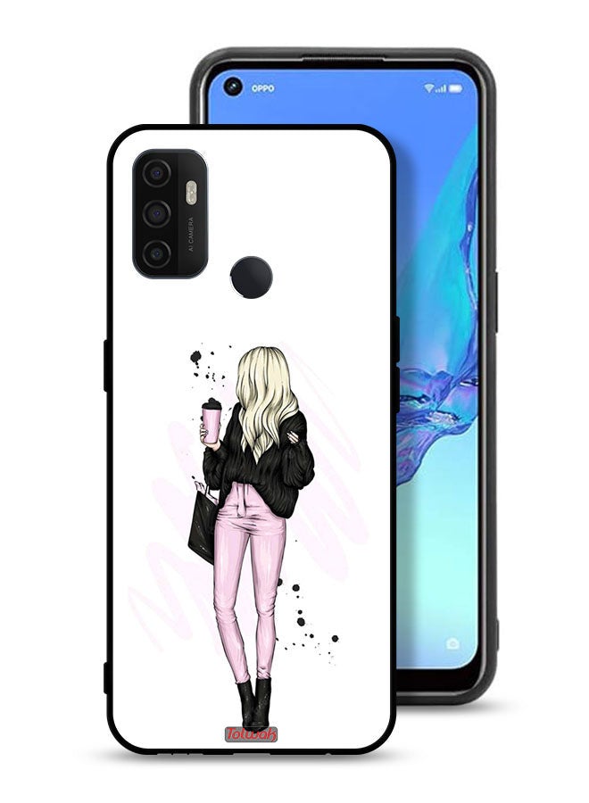 Tolwak Oppo A11s Protective Case Cover Girl Holding Coffee Cup Art - Image 1