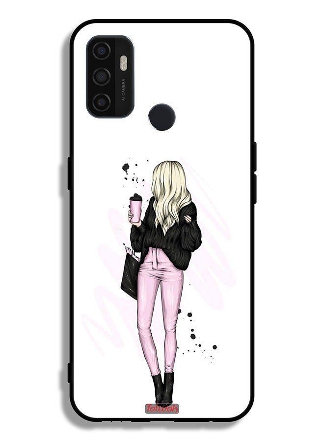Tolwak Oppo A11s Protective Case Cover Girl Holding Coffee Cup Art - Image 2
