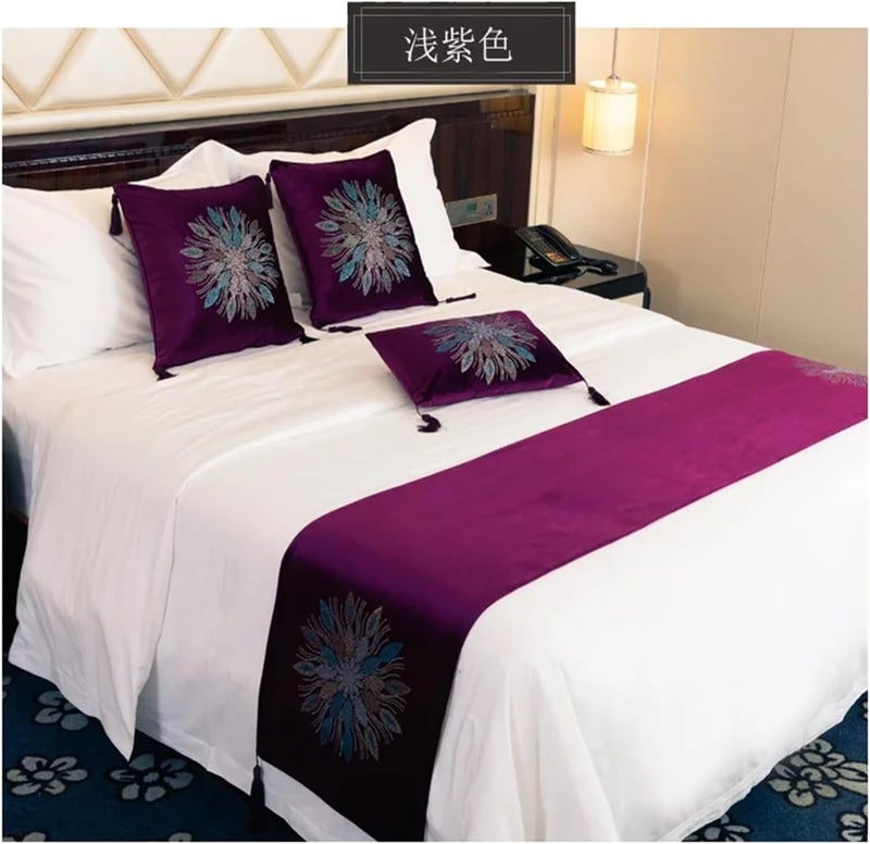 Bed Runners Scarf Protector Slipcover Bed Decorative Hot Drill Bed Flag Scarf for Bedroom Hotel Wedding Room,Color 2-45x240cm - Image 1