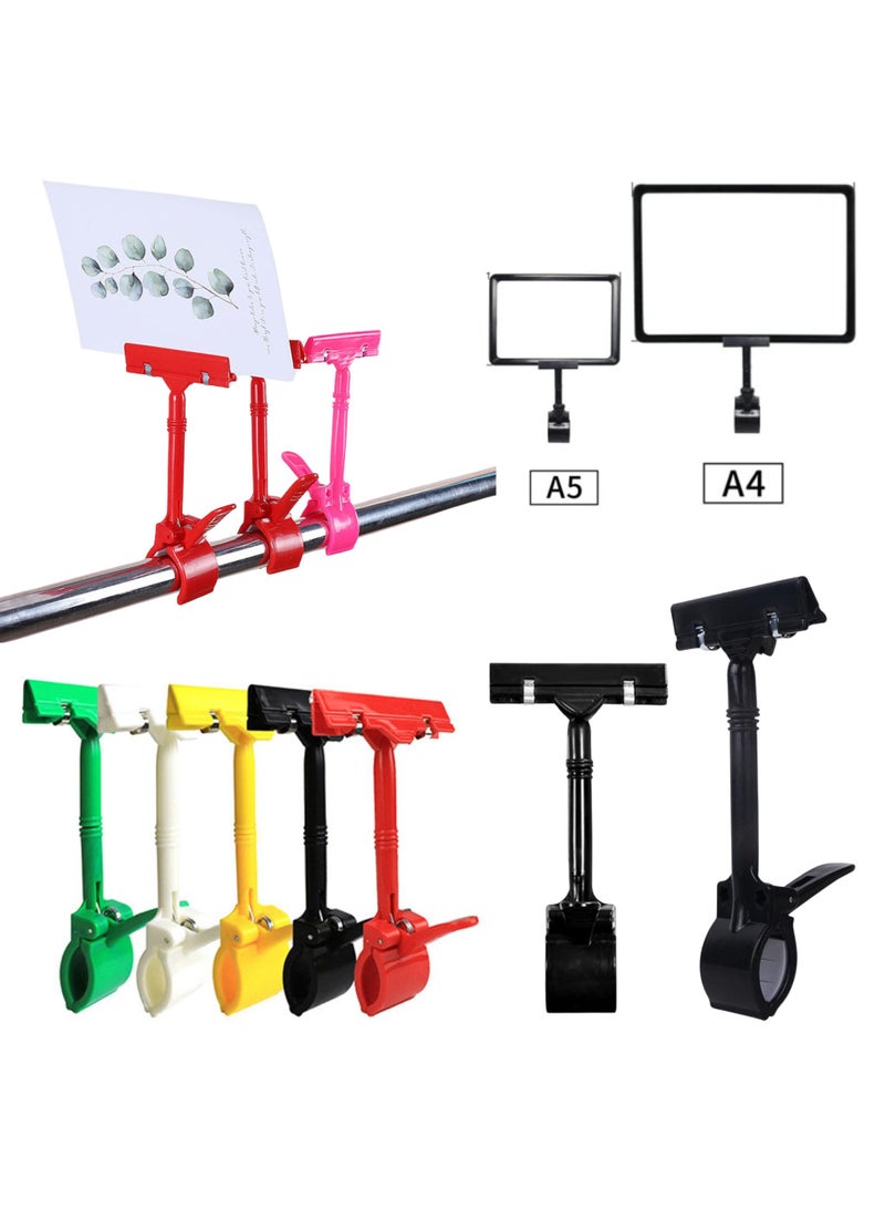 ORTUK 20pcs Merchandise Sign Clip Heavy Duty Pop Clip, Plastic Rail Pop Display Sign Holder, Rotatable Pop Clip-on Holder Stand Price for Swivel Sign Tag Shelf Label Card Retail Store Office Supermarket - Image 1