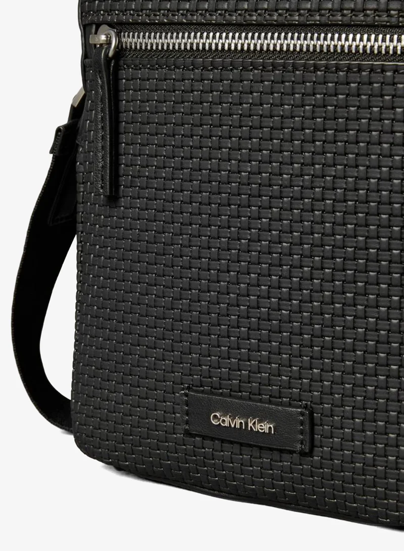 Calvin Klein Black Embossed Woven Reporter Bag for Men | Best Price UAE