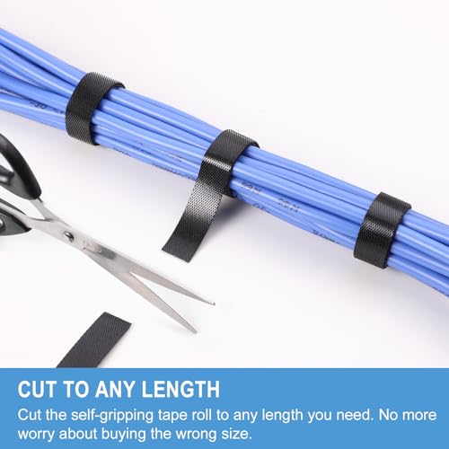 QTBLY 1/2in x 200ft Hook and Loop Roll | Double-Sided Strips, Self-Gripping Straps | Reusable Multi-Purpose Wrap Fasteners for Home, Office, Data Center, and More (100ft x 2 Rolls) - Image 4
