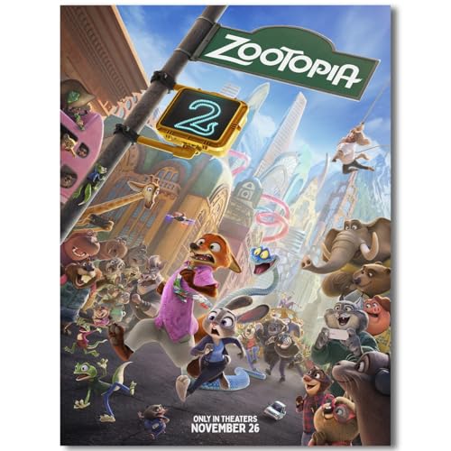 BILVAZOG Animal Zootopia 2 Poster For Fans Kids Room Bedroom Wall Decor -Movie Zootopia Posters Canvas Prints Picture For Teen Boy Girls Gifts - Image 1