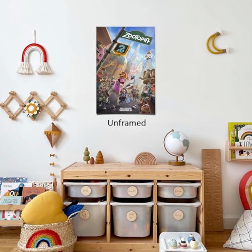 BILVAZOG Animal Zootopia 2 Poster For Fans Kids Room Bedroom Wall Decor -Movie Zootopia Posters Canvas Prints Picture For Teen Boy Girls Gifts - Image 4