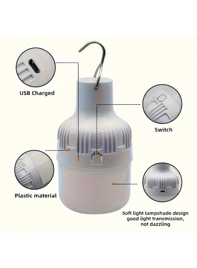USB Rechargeable White LED Handheld Lights With Hooks Portable Bright Night Light For Outdoor Emergency Camping - Image 2