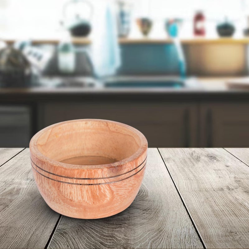 RAI COLLECTION Wooden Handicrafted Handmade Bowl Set of 3 for Snacks Wooden Bowls for Kitchen |Round Bowl Wooden Desert Bowl for Serving- Set of 3 - Image 2