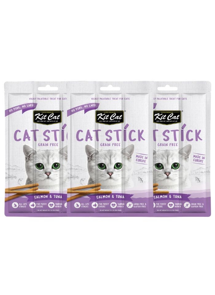 Kit Cat Grain Free Cat Stick Salmon & Tuna 3 x 15g - Image 1
