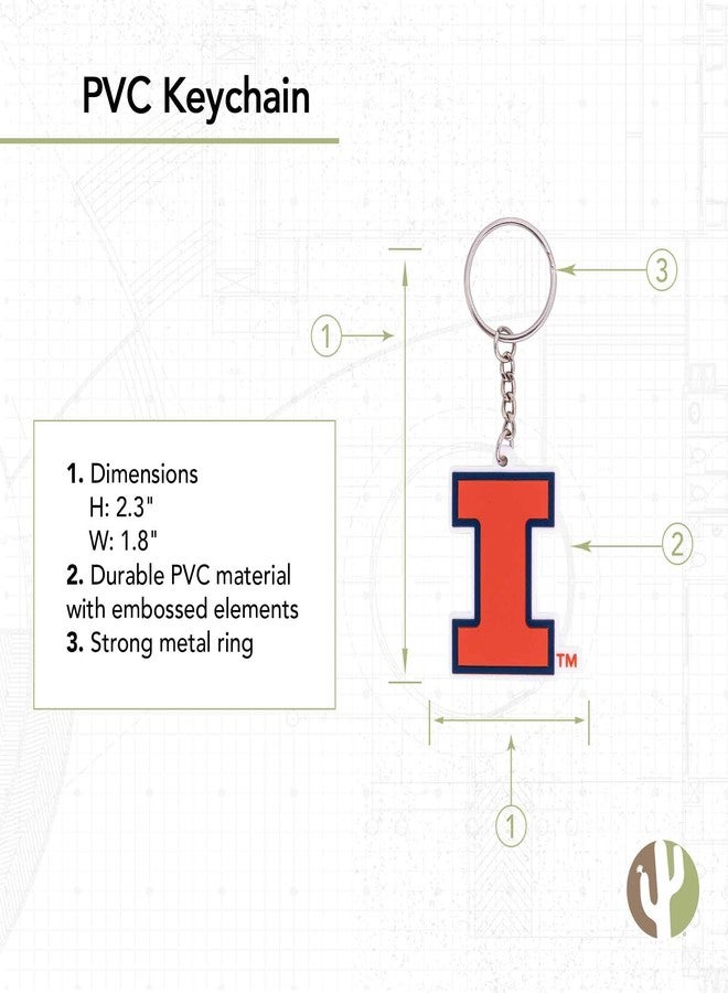 Desert Cactus University of Illinois Keychain Fighting Illini U of I Car Keys Holder (PVC A) - Image 3