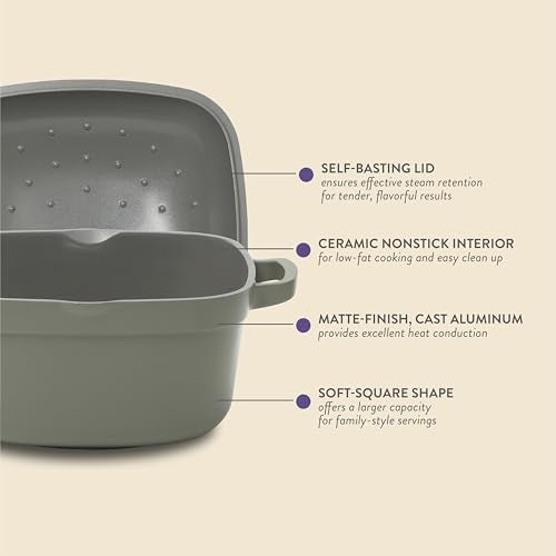 Crock-Pot Northvale Cast Aluminum Lightweight Durable 5.2 Quart Heavy Duty Dutch Oven Pot With Lid, Oven Safe, Dual Handles - Matte Sage Green - Image 3