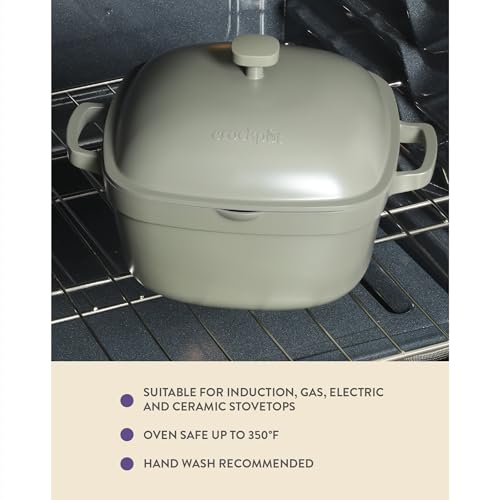 Crock-Pot Northvale Cast Aluminum Lightweight Durable 5.2 Quart Heavy Duty Dutch Oven Pot With Lid, Oven Safe, Dual Handles - Matte Sage Green - Image 4