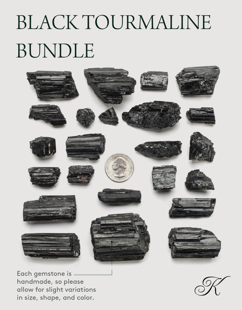 KALIFANO Black Tourmaline Bundle with Calming and Purification Energy - Brazilian Turmalina Negra Schorl Reiki Healing Crystal Used for Protection and Security (Information Card Included) - Image 4