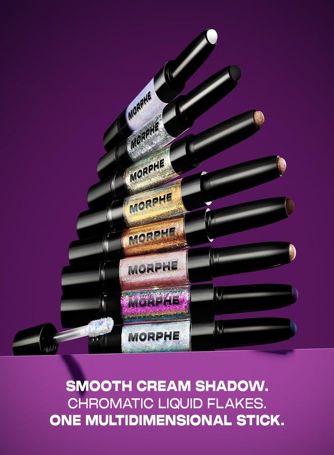 Morphe Mixed Signals Dual-Ended Eyeshadow Stick - Cream Eyeshadow Pigment & Chrome Liquid Flakes for Bold, Layered Eye Makeup Looks - Forever/Fling (0.028 oz) - Image 5
