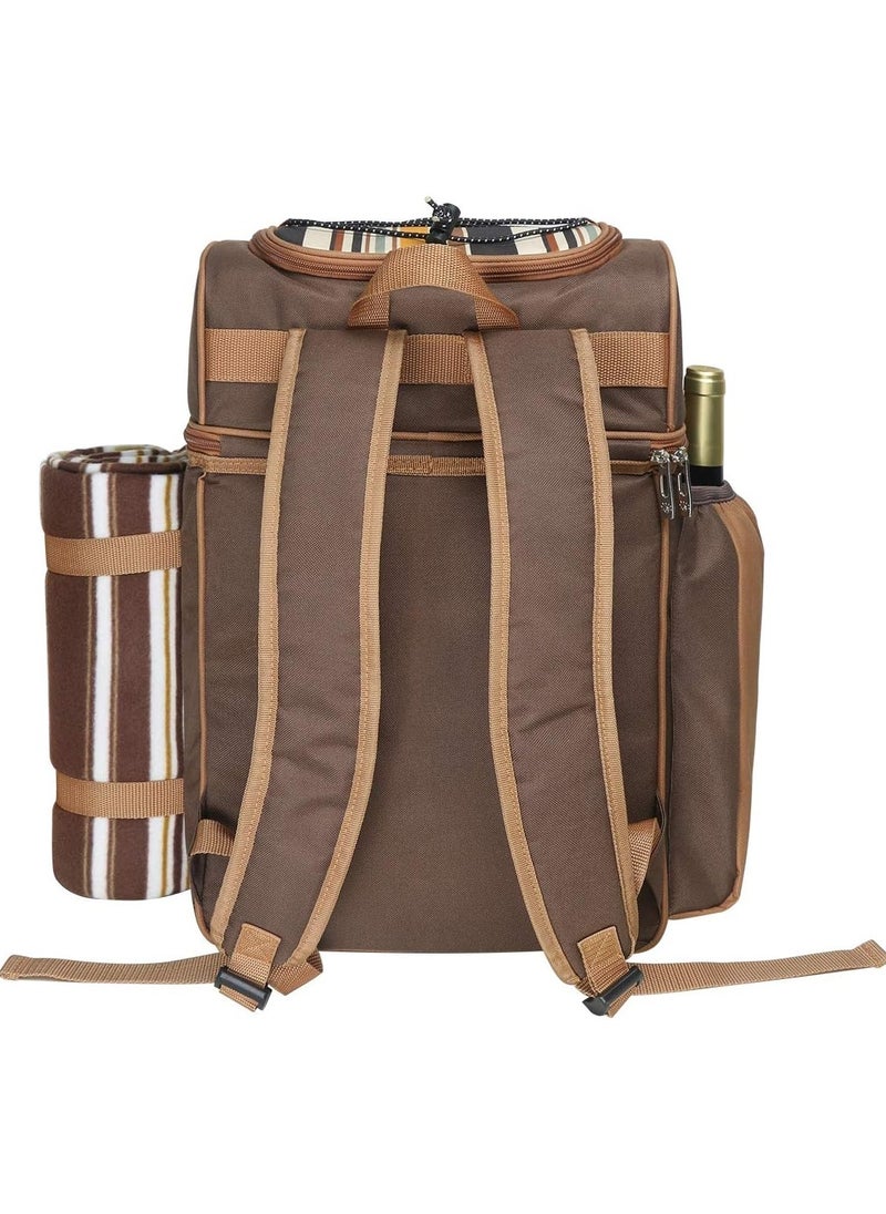 Piccasio Large Capacity Insulated Picnic Basket – 25L Portable Cooler Bag with Wine Holder, Ice Packs, Blanket, and Cutlery Set for Outdoor Camping & Picnics  - Image 4