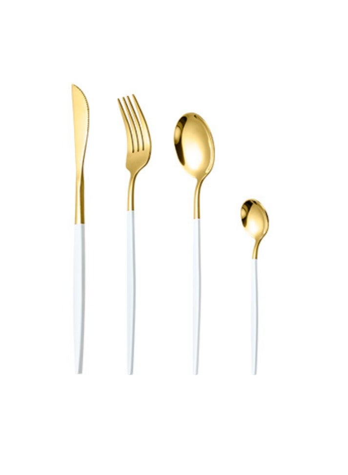 Premium White 24-Piece Stainless Steel Cutlery Set with 6 X Main Knives/Main Forks/Soup Spoons/Dessert Spoons  - Image 2