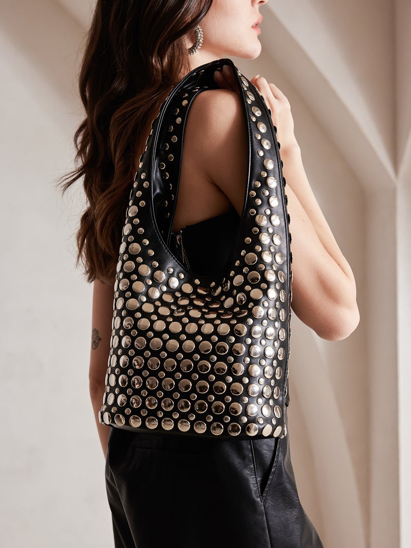 Bag Women'S New Punk Style Rivet Inlaid High-End Bucket Bag Style Women'S Underarm Shoulder Bag - Image 3