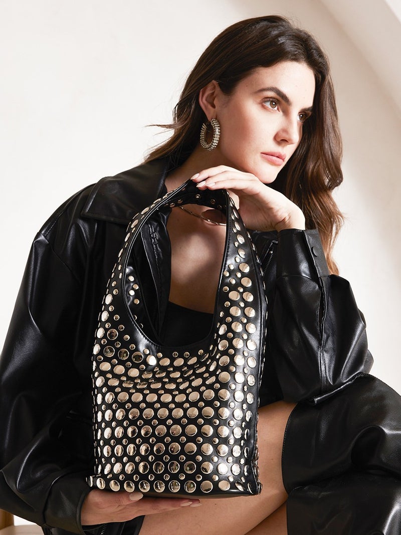 Bag Women'S New Punk Style Rivet Inlaid High-End Bucket Bag Style Women'S Underarm Shoulder Bag - Image 2
