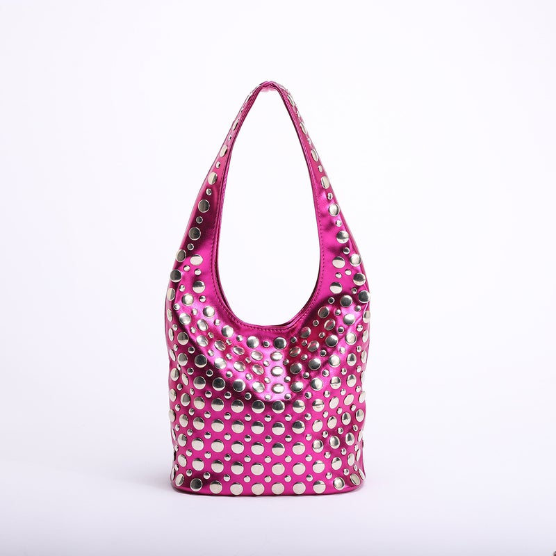 Bag Women'S New Punk Style Rivet Inlaid High-End Bucket Bag Style Women'S Underarm Shoulder Bag - Image 1