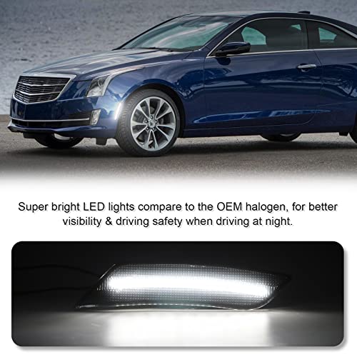SHINEFIT LED Side Marker Lights Smoked Lens Compatible with ATS 2013-2014/ XT5 2017-2024, Front Bumper White LED Sidemarker Lamp - Image 2