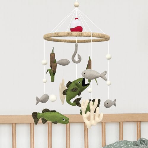 Teeloray Baby Mobile for Crib Fishing Crib Mobile for Boys Handmade Vintage Hunting Nursery Decor for Infant Bedroom Hanging Rustic Lake House Decor Gone Fishing Party Decorations Baby Shower Gift - Image 2