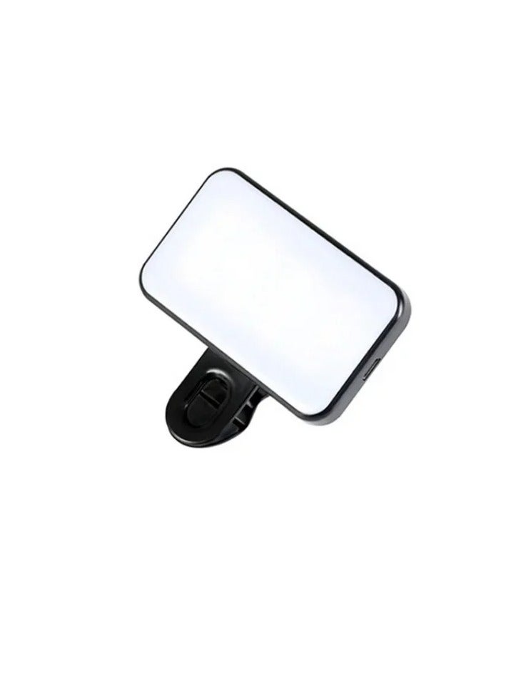 AROAQ Selfie Light, Portable And Rechargeable Clip On LED Light, Long Lasting Durable Video Conference Light, LED Fill Light For Phone Laptop Tablet Computer Phone, (1pc, Black)  - Image 1