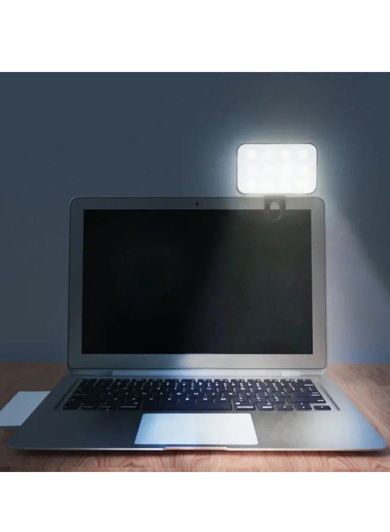 AROAQ Selfie Light, Portable And Rechargeable Clip On LED Light, Long Lasting Durable Video Conference Light, LED Fill Light For Phone Laptop Tablet Computer Phone, (1pc, Black)  - Image 3