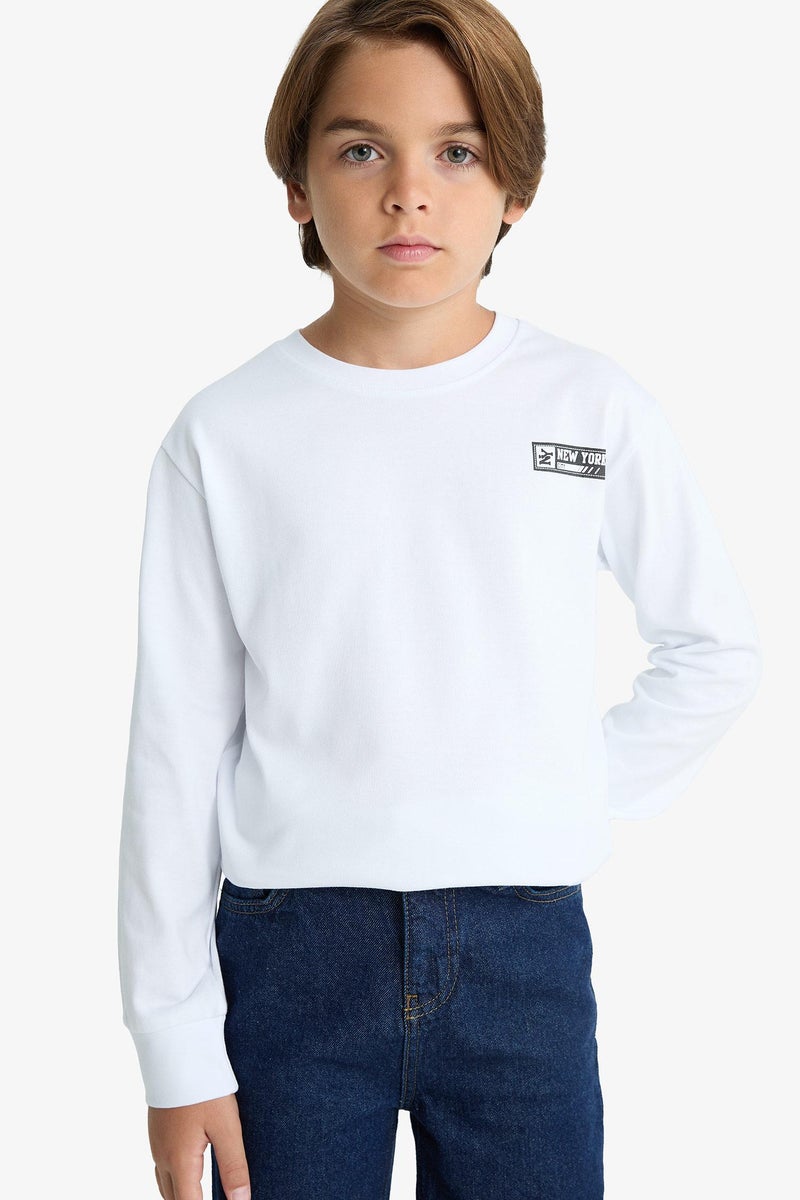 DeFacto White Boy Boy Crew Neck Printed Long Sleeve T-Shirt Casual - Image 4