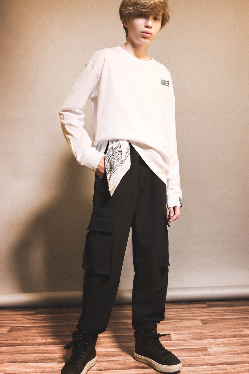 DeFacto White Boy Boy Crew Neck Printed Long Sleeve T-Shirt Casual - Image 2