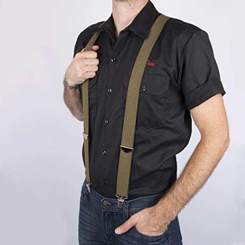 Dickies Men's 1-1/4 Solid Straight Clip Suspender,Olive,One Size - Image 3
