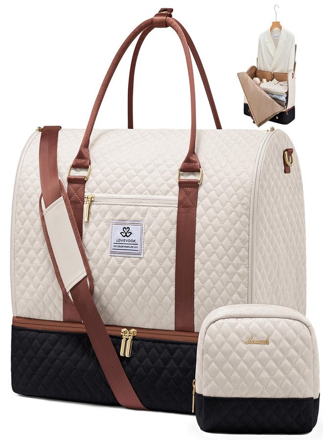 LOVEVOOK 2 in 1 Garment Bag for Women with Shoe Pouch, Convertible Hanging Suit Bag Suitcase, Carry On Travel Duffel Bag with Toiletry Bag, Waterproof Weekender Bag for Business, Trip, Wedding - Image 1