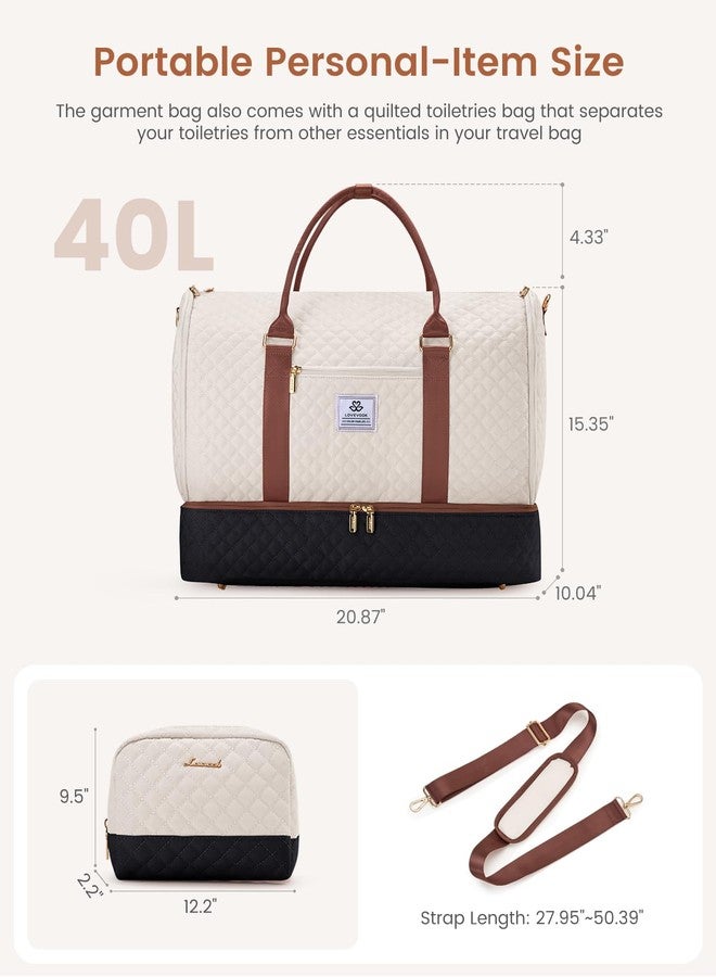 LOVEVOOK 2 in 1 Garment Bag for Women with Shoe Pouch, Convertible Hanging Suit Bag Suitcase, Carry On Travel Duffel Bag with Toiletry Bag, Waterproof Weekender Bag for Business, Trip, Wedding - Image 2