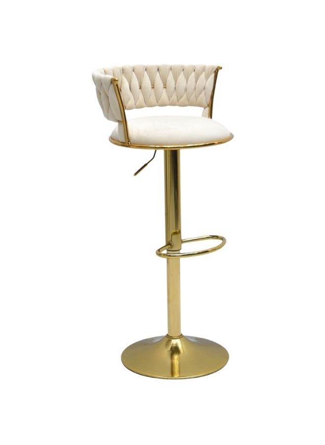 KARNAK Karnak Bar Stools Modern Pu Leather Adjustable Swivel Barstools, Armless & Hydraulic Kitchen Counter Bar Stool Synthetic Leather Extra Height Barstool With Back Set Of 2 Color (White & Golden)  - Image 4