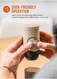 WACACO MINIPRESSO NS2 - Portable Espresso Machine for Coffee Capsules, Eco-Friendly, Made Using Biomass, 18 Bar Powerful Extraction, Ultra Light Weight, Integrated Water Tank System - Beige  - Image 5
