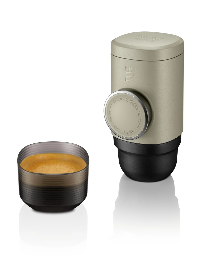 WACACO MINIPRESSO NS2 - Portable Espresso Machine for Coffee Capsules, Eco-Friendly, Made Using Biomass, 18 Bar Powerful Extraction, Ultra Light Weight, Integrated Water Tank System - Beige
