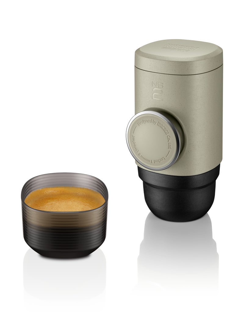 WACACO - MINIPRESSO NS2 - Portable Espresso Machine for Coffee Capsules, Eco-Friendly, Made Using Biomass, 18 Bar Powerful Extraction, Ultra Light Weight, Integrated Water Tank System - Beige - Image 1