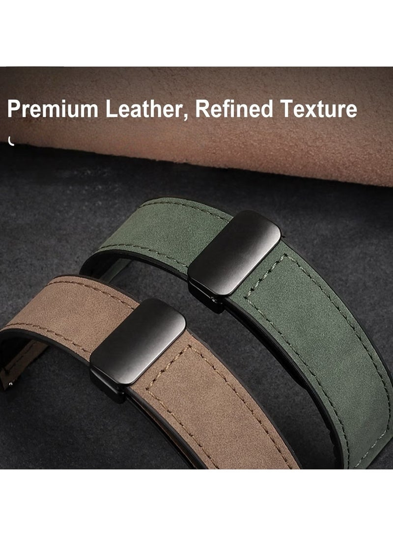 22mm Leather Watch Strap with Magnetic Buckle Design, Compatible with  GT3/4 46mm, GT3 Pro,  Watch 3, GT2e, GT2 Pro, GT2 42/46mm, Samsung Galaxy Watch 3 45mm/Gear S3 - Image 5