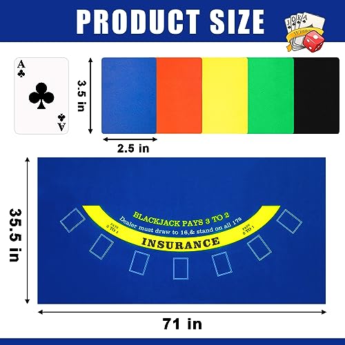 Aoriher Blackjack Game Combo Set, Include Blackjack Layout Felt,Shoe 6 Deck Automatic Card Shuffler Discard Holder Trays and 10 Cut Cards for Casino, Party Night(Blue) - Image 3