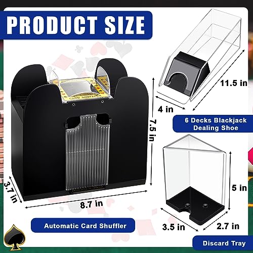 Aoriher Blackjack Game Combo Set, Include Blackjack Layout Felt,Shoe 6 Deck Automatic Card Shuffler Discard Holder Trays and 10 Cut Cards for Casino, Party Night(Blue) - Image 2