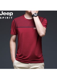 Jeep Men's Ice Silk Short Sleeved T-shirt Round Neck Pullover Sweatshirt Simple Running Top  - Image 1