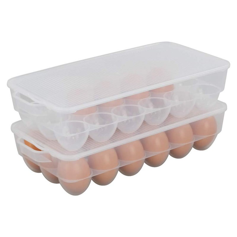Begale 4Pack Clear Egg Tray Container with Lid Plastic Covered Egg Holder for Refrigerator Fits 18 x 4 Eggs 72 Eggs