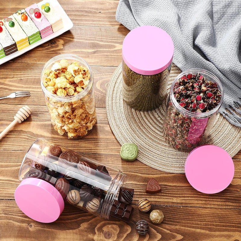 Patelai 4 Pieces Round Wide-mouth Leak Proof Plastic Container Jars with Lids for Travel Storage Makeup Beauty Products Face Creams Oils Salves Ointments DIY Making(32 Ounce,Pink) - Image 4
