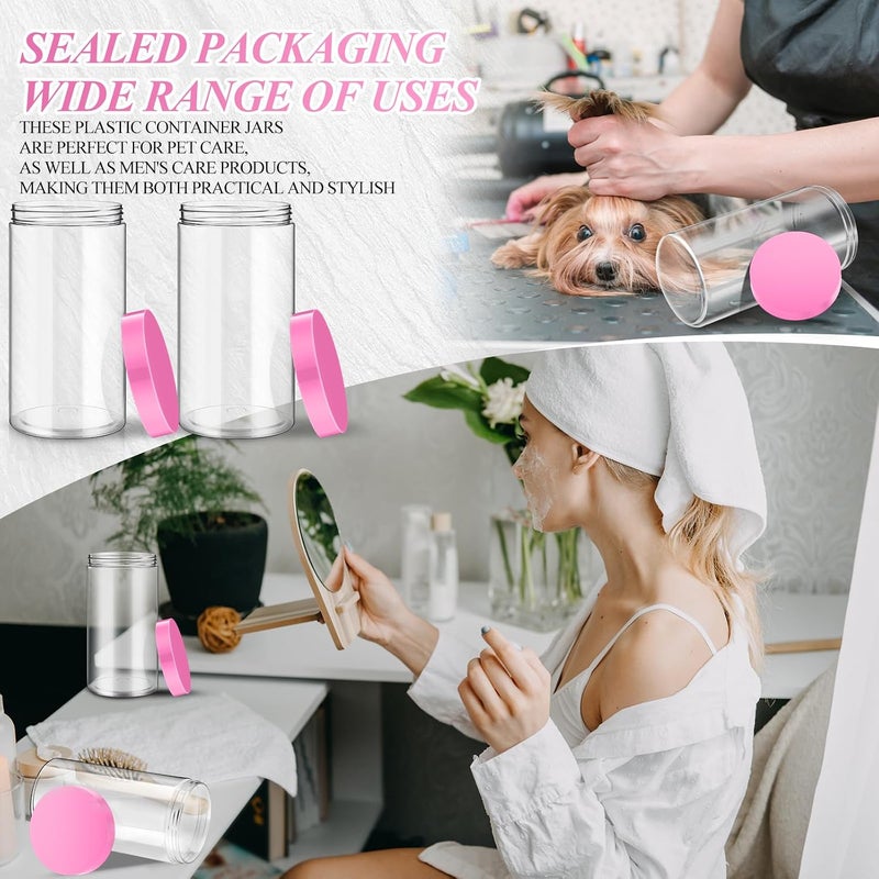 Patelai 4 Pieces Round Wide-mouth Leak Proof Plastic Container Jars with Lids for Travel Storage Makeup Beauty Products Face Creams Oils Salves Ointments DIY Making(32 Ounce,Pink) - Image 5
