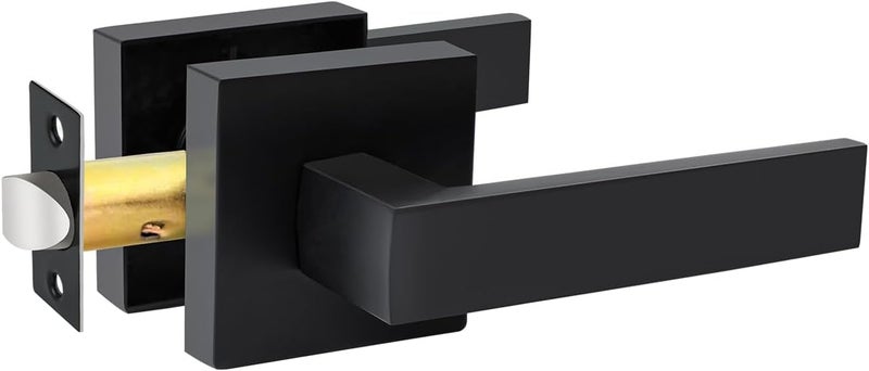 KAMOTA Passage Door Levers, 1 Pack Black Heavy-Duty Door Handles, Square Non-Locking Door Knobs, Right and Left Handed for Closets, Hallways and Conference Rooms - Image 1